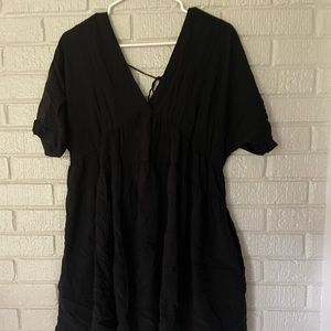 Black V-Neck Babydoll Dress